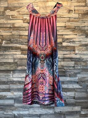 Multicolor Paisley Print Women's Skirt - Pink & Blue